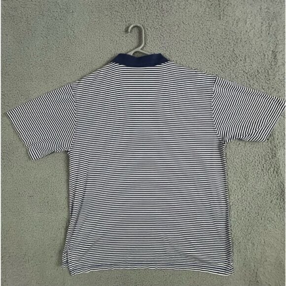 PETER MILLAR MENS POLO SHIRT BLUE WHITE STRIPES SIZE L - Picture 2 of 9